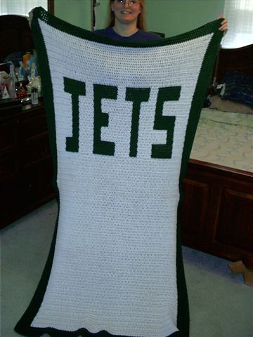 NY Jets blanket in team colors